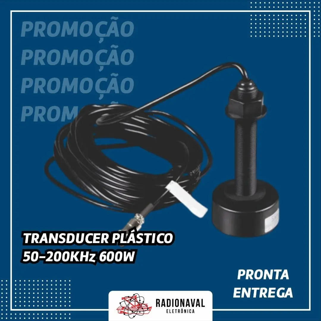 Promoção de transdutor plástico preto 50-200kHz 600W disponível para pronta entrega na loja Radionaval Eletrônicos