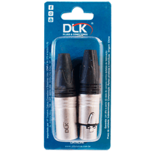Conector Som XLR(f) / XLR(m) 3 Polos (blister com 01 peça de cada).