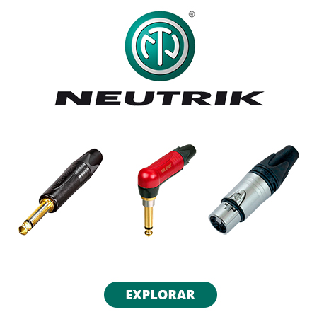 Linha de Plugs e Conectores de áudio Neutrik - Sonorização Conectores de áudio de alta qualidade da NEUTRIK, incluindo versões TS/TRS, P10 e XLR, ideais para profissionais do som que buscam confiabilidade e desempenho superior, com um convite para ‘EXPLORAR’ mais sobre os produtos.