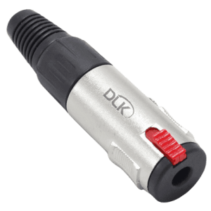 Conector P10S Stereo Fêmea linha para cabo com trava.