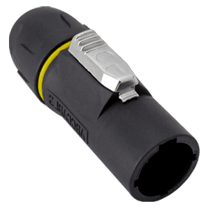 Conector PowerCon macho em linha Preto.