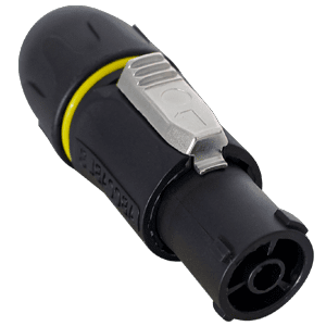 Conector PowerCon Fêmea em linha Preto.