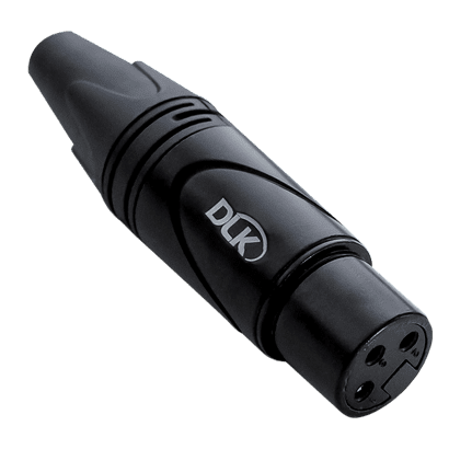 Conector XLR fêmea 3 polos preto linha.