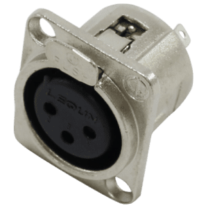 Conector XLR fêmea 3 polos painel.