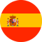 Ícone Bandeira da espanha: Circulo com três faixas horizontais vermelha nas extremidades e amarela no centro. No canto esquerdo da linha amarela contém o símbolo que representa a união do País.