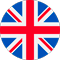 Ícone bandeira do Reino Unido: A bandeira do Reino Unido, chamada Union Jack, tem um fundo azul com uma cruz vermelha central e duas cruzes diagonais, uma branca e outra vermelha, sobrepostas.