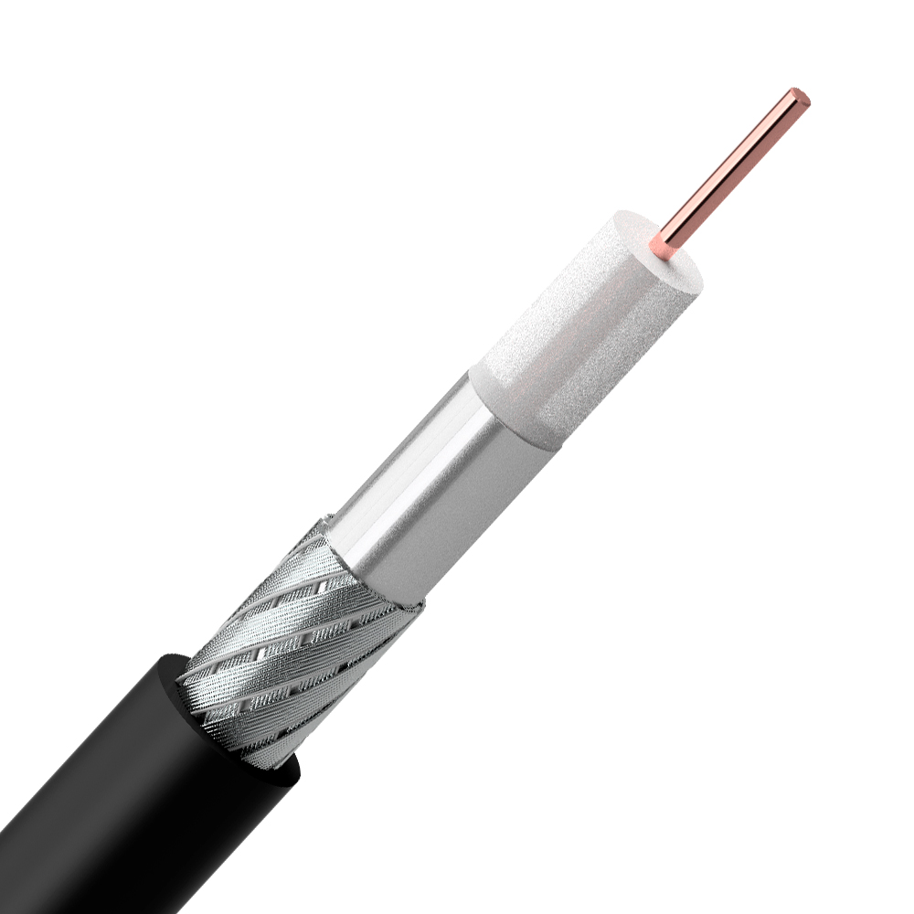 Dois cabos de controle pretos, expondo os fios internos coloridos e a blindagem de alumínio ou cobre.