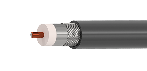 Cabo coaxial DLC600 com trança CuSn e capa PE preto.