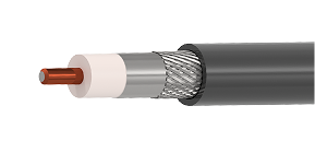 Cabo coaxial DLC8 Premium com CI de CCA, trança CuSn e capa PE preto.