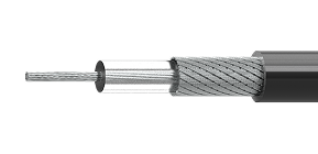 Cabo coaxial rg58cordinha CuSn, trança CuSn com capa PVC preto.
