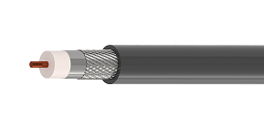 Cabo coaxial DLC400 75ohms com CI de cobre, trança Cu-Sn e capa PE preto.