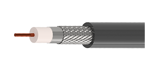 Cabo coaxial DLC59 com CI de CCS 21% cond- trança de cobre e capa de PVC preto.