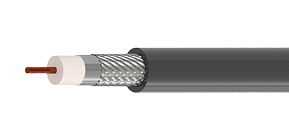 Cabo coaxial DLC6 com CI de CCS 21% cond- trança de cobre e capa de PVC preto.