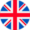 Ícone bandeira do Reino Unido: A bandeira do Reino Unido, chamada Union Jack, tem um fundo azul com uma cruz vermelha central e duas cruzes diagonais, uma branca e outra vermelha, sobrepostas.