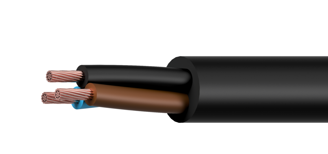 80.1007 - PPLink 3x Black three-core power cable with exposed copper conductors