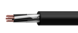 Sinallink SB Black three-core power cable with exposed copper conductors